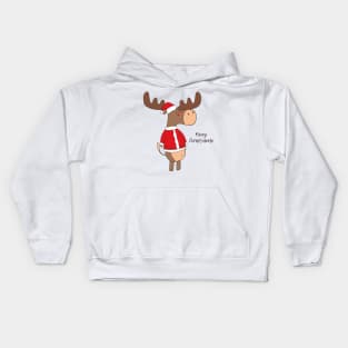 Merry Christmoose, Funny Cute Christmas Moose Kids Hoodie